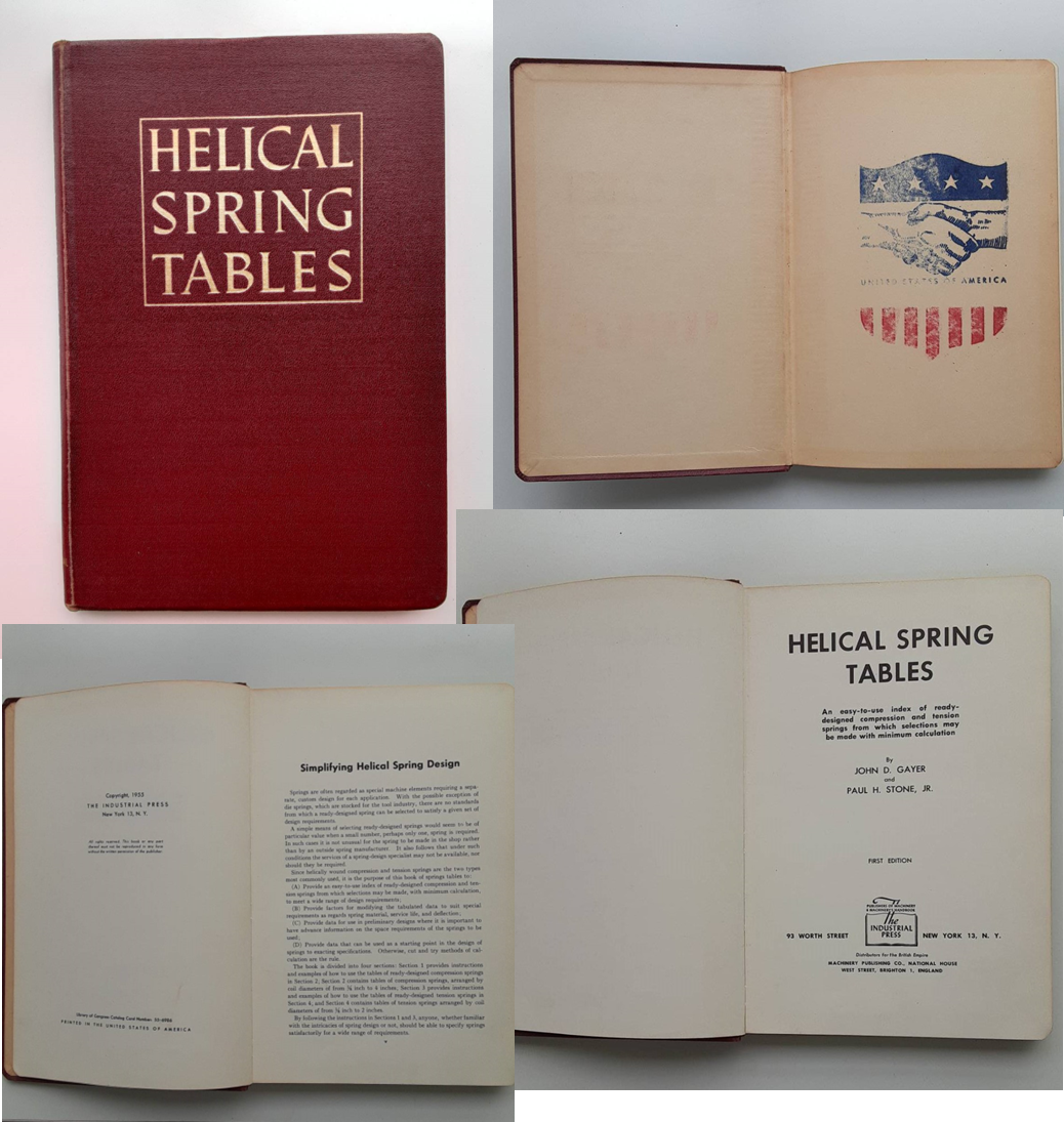 HELICAL SPRING TABLES (1st Edition)　（著者：John D. Gayer and Paul H. Stone, Jr.）